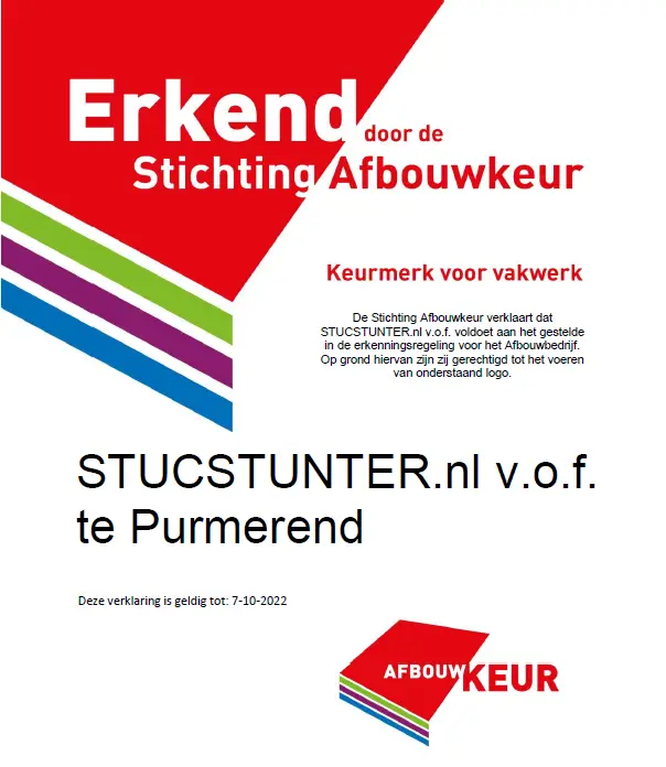 afbouwkeur certificaat